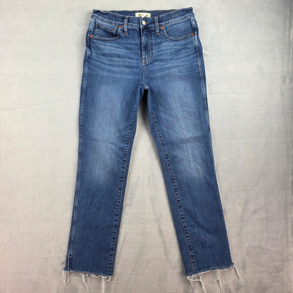 Madewell Mid-Rise Stovepipe Jeans Blue Raw Hem 29 CKP489657635